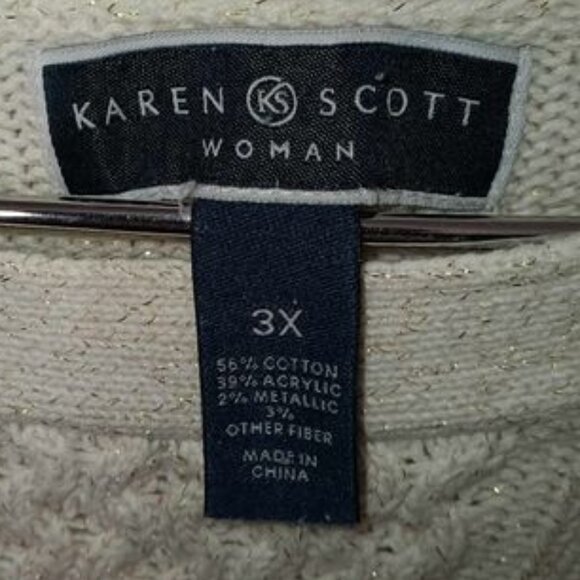 Karen Scott Cable Knit Sweater Size 3X - Picture 7 of 10